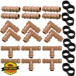 Jayee 24PC Drip Irrigation Fittings Kit, 1/2" Tubing New. Price: $20.00.