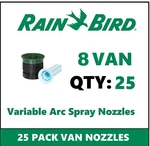 25 Rain Bird Van 8' 0-360 Adjustable Variable Arc Spray Sprinkler Nozzles New. Price: $29.95.
