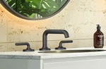 Pfister Tenet LG49-TNTB Matte Black Two Handle Widespread Bathroom Faucet Open. Price: $419.95.