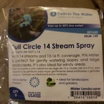 Mister Landscaper Full Circle Stream Spray 13-16 Foot, Use 50% Less, MLM14F New. Price: $6.30.