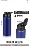 Chengu 10-PACK Aluminum Water Bottles (20 Oz) Blue, Leak-proof & Lightweight Open. Price: $20.00.