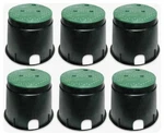 (6) 111BC 10" Black Round Sprinkler Irrigation Control Valve Box Covers New. Price: $80.00.