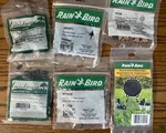 6 New Rain Bird & Landscape Irrigation Lot -- Diaphragm, Barb Connector Emitter Open. Price: $39.95.