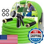 Lefree Garden Hose, Flexible Water With 10 Function Nozzle, Heavy Duty, Stu New. Price: $57.45.