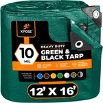 12' X 16' Heavy Duty Green/ Black Poly Tarp Water Proof 10 Mil Cover Tent New. Price: $42.99.