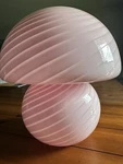 Vintage Vetri Murano Bubblegum Pink Swirl Glass Mushroom Lamp - Wiring Used. Price: $385.00.