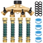 4 Way Garden Hose Splitter Brass Adapter Valves & 12 Washers + Tape Set New. Price: $45.39.