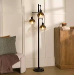 Black Metal And Gold Glass 3-ARM Floor Lamp New. Price: $108.00.