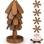 Wooden Christmas Tree Coaster Trivets Set For Black Walnut Color New. Price: $30.29.