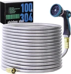 100FT Garden Hose, 304 Stainless Steel Water Flexible With 10-MODE Nozzl New. Price: $89.78.