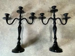 Set Of Black Metel Candelabras 3 Arm 11.5IN X 15IN Candle Holder, Moody Home Dec Used. Price: $60.00.