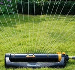 Melnor Xt 4,500 Sq. Ft. Turbo Oscillating Sprinkler With Flow Control Open. Price: $39.99.