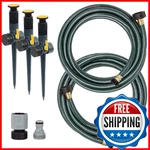 Melnor 65191AMZ Adjustable Spike Set Sprinkler Bundle, Green/yellow New. Price: $58.06.