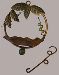 Bird Hanging Seed Feeder - Decorative Copper Plate W/ Leaves & Glass Balls Used. Price: $39.97.