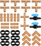 Jayee 34 Pieces Drip Irrigation Fittings Kit (17MM) For 1/2" Tubing (.600" Id), New. Price: $26.90.