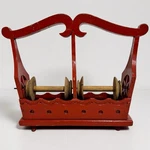 Antique Primitive Sewing Thread Bobbin Spool Rack Carrier Old Red Paint Textile. Price: $295.00.