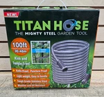 Titan 100 Ft (30.48M) Garden Hose Mighty Steel Tool -new!. Price: $69.99.