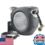 Glahoden Retractable Garden Hose Reel 1/2" X 155FT Uv Resistant Wall Mount New. Price: $167.65.