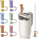 6 Pcs Straw Cover Caps With Suction Base, 0.4IN/10MM Toppers For Stanley New. Price: $16.42.