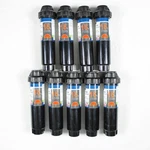 (9) Orbit 4" Pop-up Sprinkler Bodies With 15' Half Pattern Nozzles, 54345 Open. Price: $20.00.