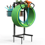 Qatsrin Upgraded Garden Hose Holder With Large Basket, Heavy Duty Water New. Price: $45.98.