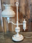Mid-century 16.5 2-ARM Student Lamp W/ Milk Glass Shade Vintage Used. Price: $59.95.