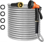 Topuphoe Metal 75 Ft Garden Hose, Stainless Steel Heavy Duty, No-kink, 8 Spray New. Price: $92.22.