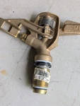 2 New Older Heavy Duty Orbit Full Circle Brass Impact Sprinklers. Price: $45.00.