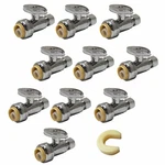 Efield 10 Pcs 1/2" Push Fit X 3/8" Od Straight Valve 1/4TURN With Tool Lead Free New. Price: $42.99.