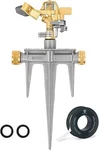 Morvat Lawn Water Sprinkler, All Brass Head & Solid Aluminum Stake, 360 Pattern New. Price: $20.00.