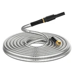 Non-expandable Metal Garden Hose Feet With Sprayer Nozzle, 50FT, Silver New. Price: $60.08.