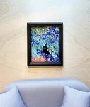 Hilarious Fine Art Black Cat Painting Dollhouse Miniature 1:12 Van Gogh Irises New. Price: $5.99.